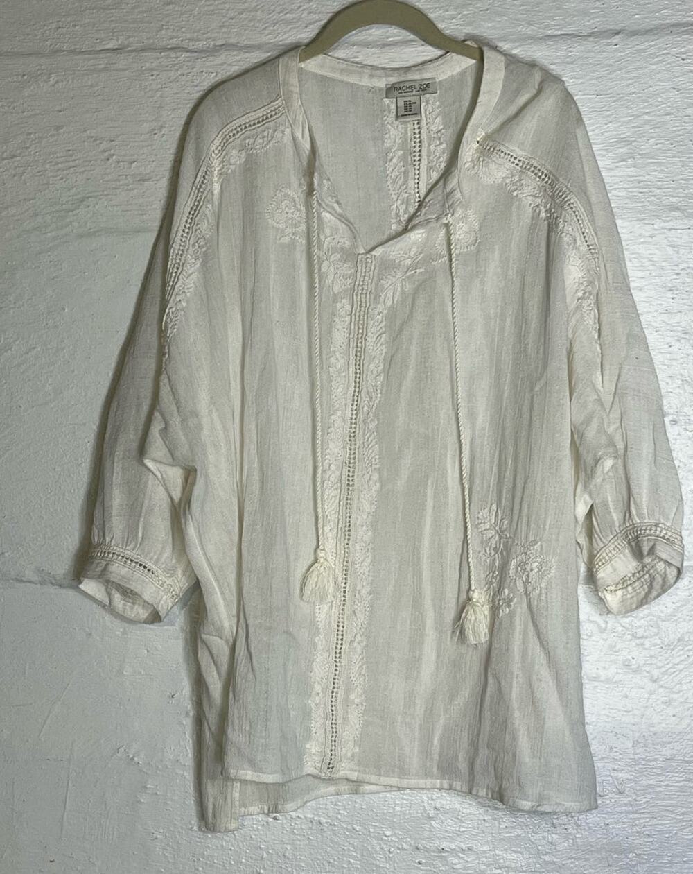 Rachel Zoe Boho 3/4 Sleeved Cotton Blouse Top-XL